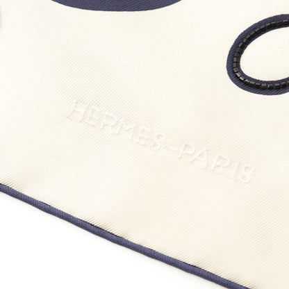 カレ90 BRANDE BOURGS TATTOO スカーフ ビーズ刺繍 シルク オフホワイト ネイビー エルメス 財布・小物 HERMES