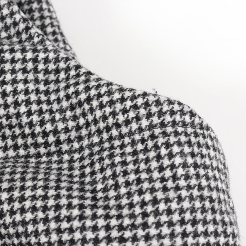 HERNIAIRE ダウンベスト 千鳥格子 ウール ブラック ホワイト フード
