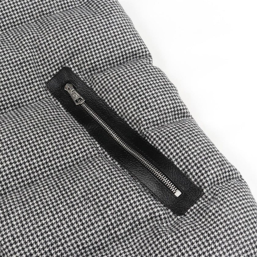 HERNIAIRE ダウンベスト 千鳥格子 ウール ブラック ホワイト フード