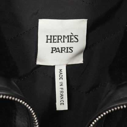 ロングムートンジレ ベスト シープファー ブラック エルメス アウター HERMES