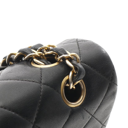 マトラッセ ダブルフラップ Wチェーンショルダーバッグ ラムスキン ブラック ゴールド金具 シャネル バッグ CHANEL