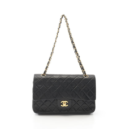 マトラッセ ダブルフラップ Wチェーンショルダーバッグ ラムスキン ブラック ゴールド金具 シャネル バッグ CHANEL