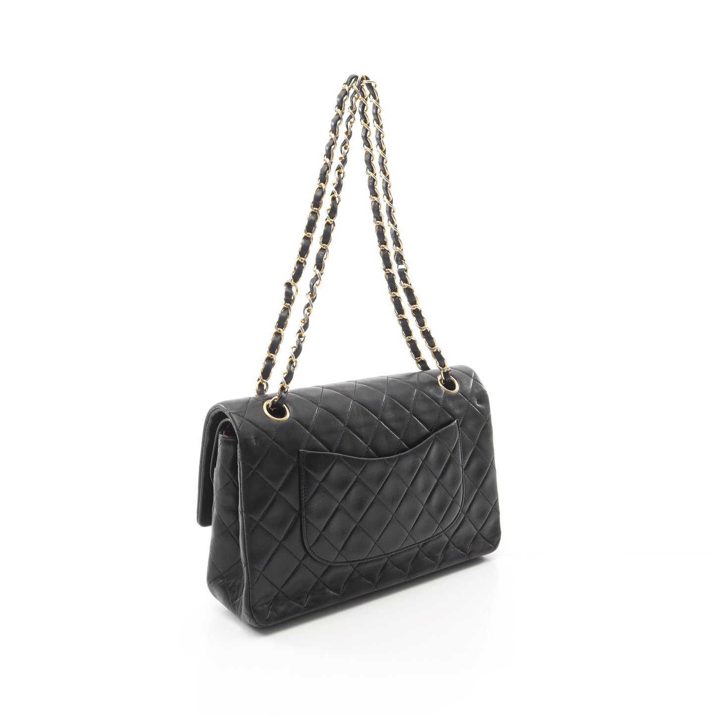 マトラッセ ダブルフラップ Wチェーンショルダーバッグ ラムスキン ブラック ゴールド金具 シャネル バッグ CHANEL