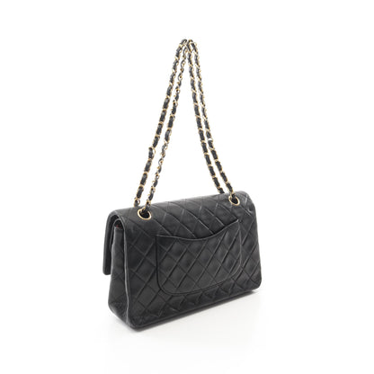 マトラッセ ダブルフラップ Wチェーンショルダーバッグ ラムスキン ブラック ゴールド金具 シャネル バッグ CHANEL