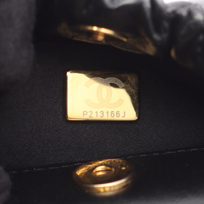 バニティバッグ チェーンショルダーバッグ レザー ブラック ゴールド金具 2WAY シャネル バッグ CHANEL