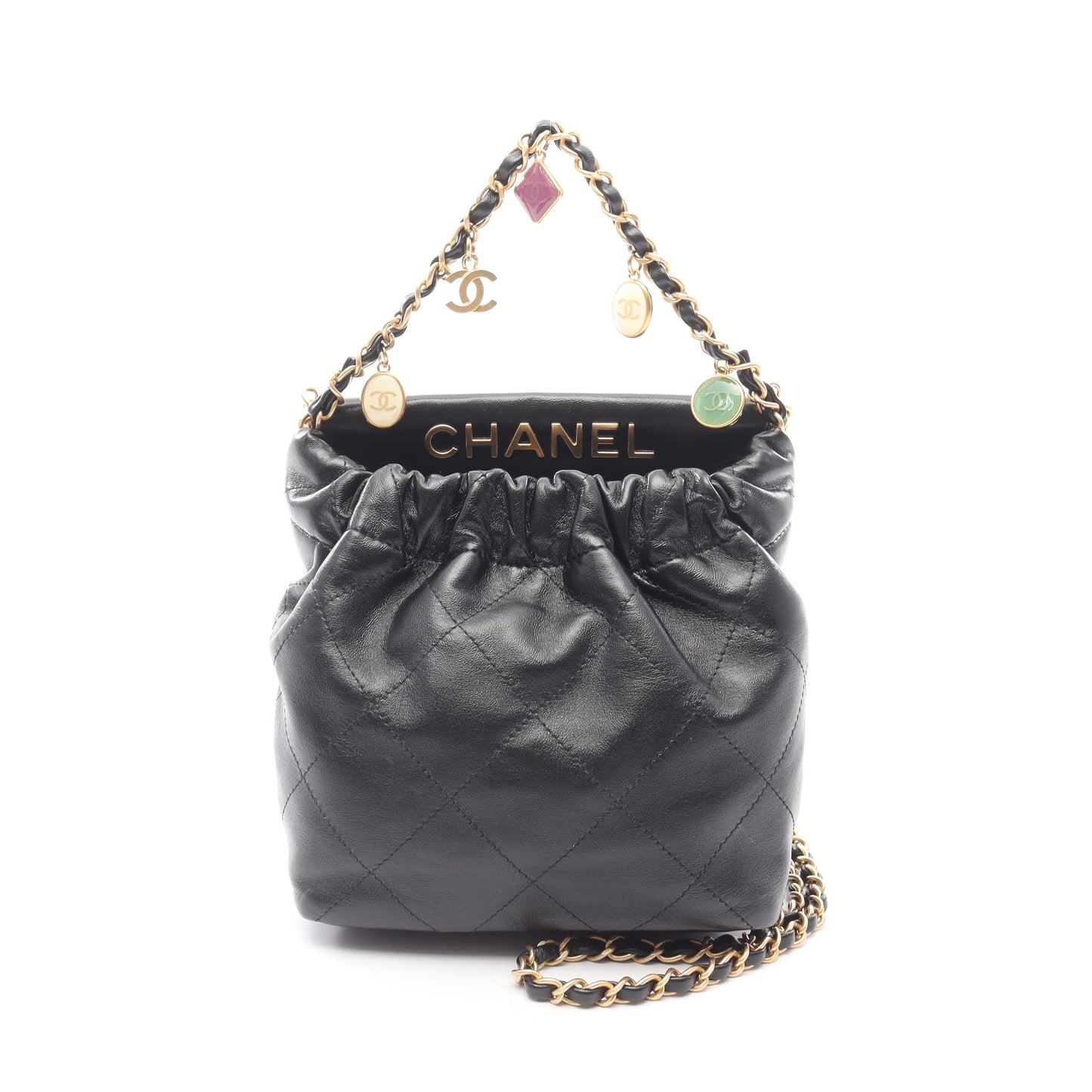 バニティバッグ チェーンショルダーバッグ レザー ブラック ゴールド金具 2WAY シャネル バッグ CHANEL
