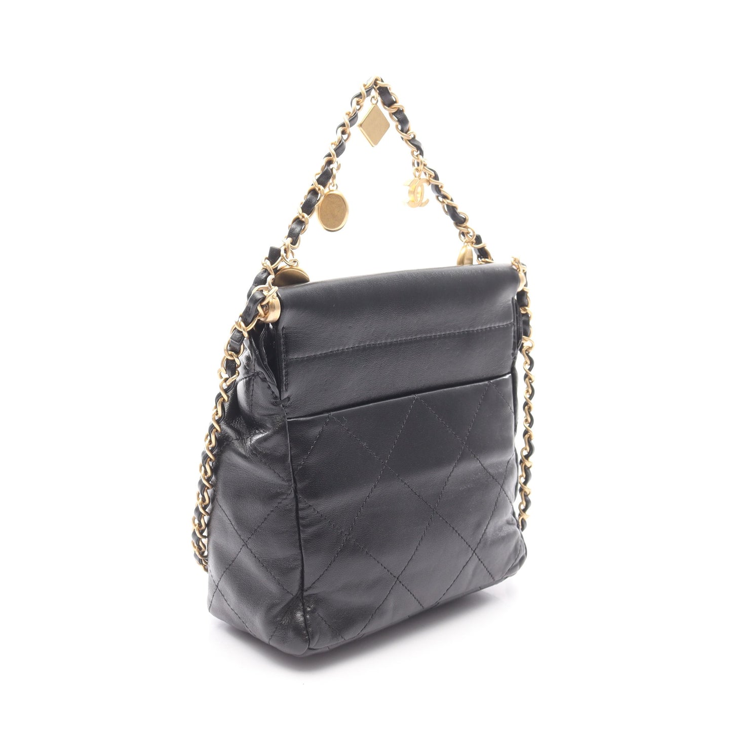 バニティバッグ チェーンショルダーバッグ レザー ブラック ゴールド金具 2WAY シャネル バッグ CHANEL