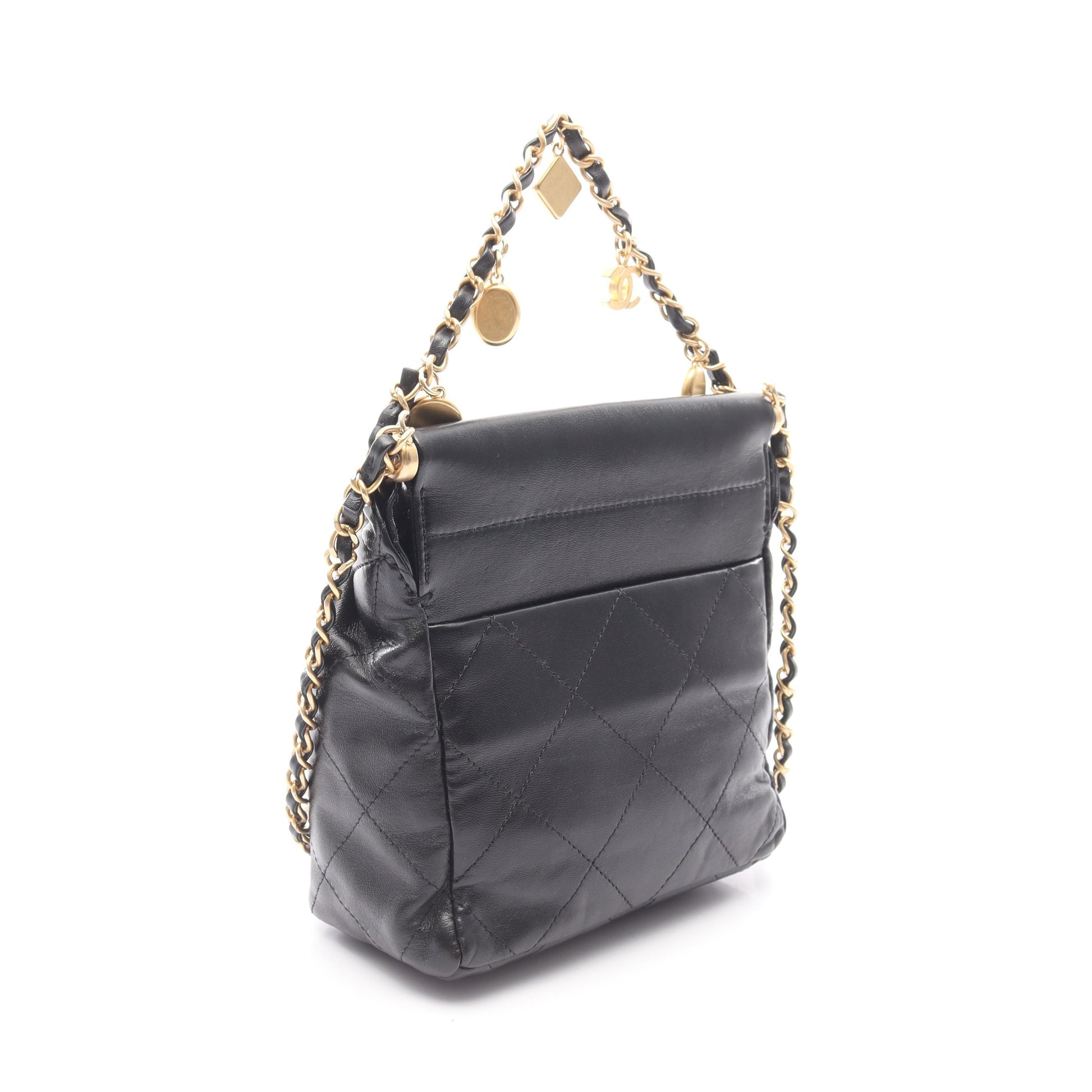 バニティバッグ チェーンショルダーバッグ レザー ブラック ゴールド金具 2WAY シャネル バッグ CHANEL