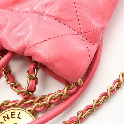 CHANEL 22 ミニ チェーンショルダーバッグ レザー ピンク ゴールド金具 2WAY シャネル バッグ CHANEL