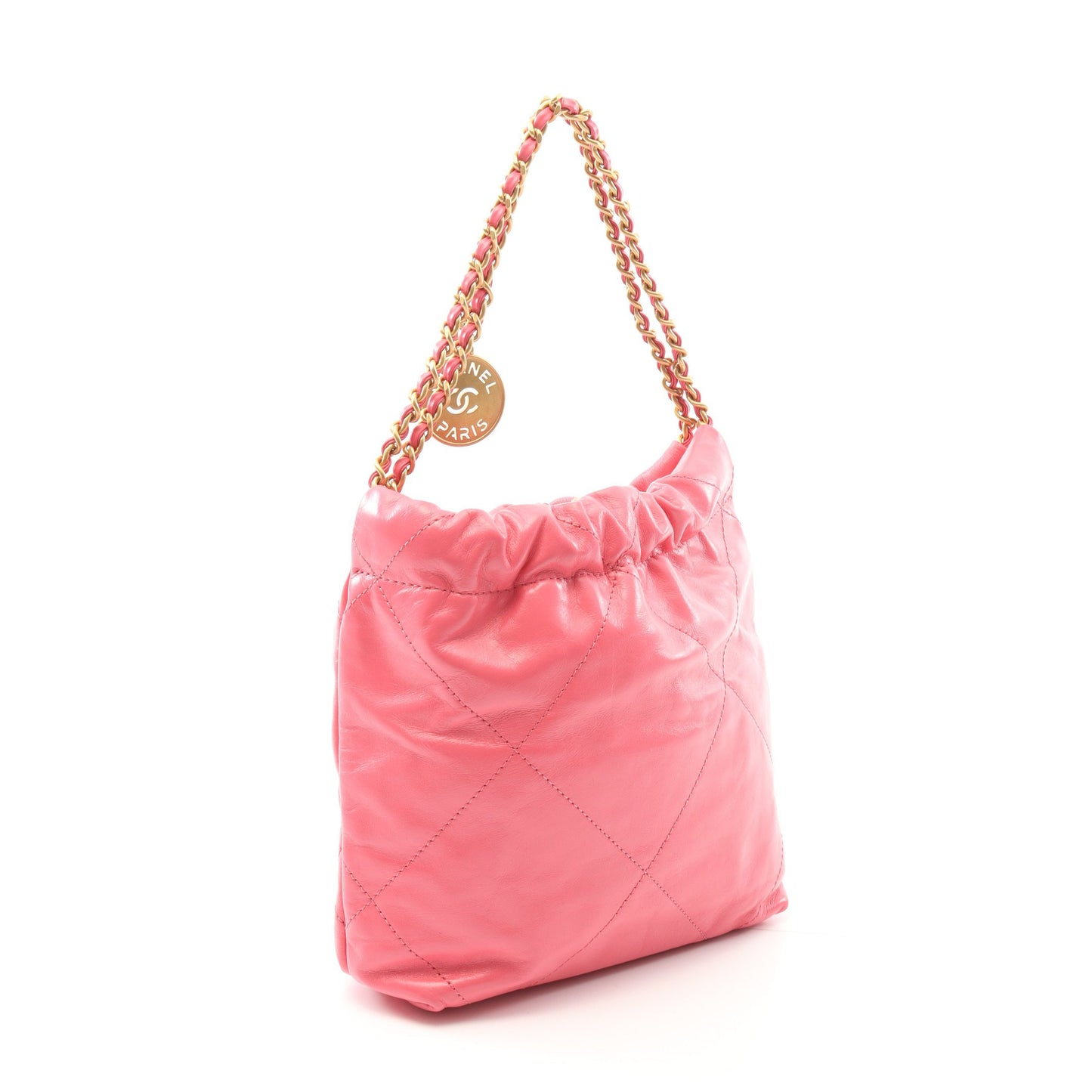 CHANEL 22 ミニ チェーンショルダーバッグ レザー ピンク ゴールド金具 2WAY シャネル バッグ CHANEL