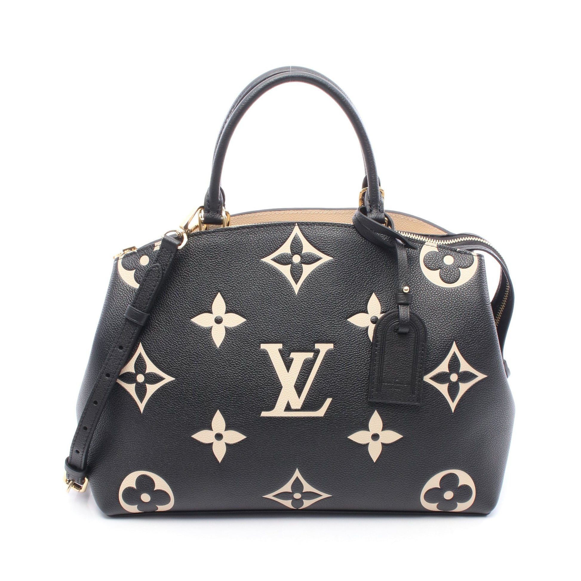 グラン パレMM バイカラー モノグラムアンプラント ハンドバッグ レザー ブラック ベージュ 2WAY ルイヴィトン バッグ LOUIS VUITTON