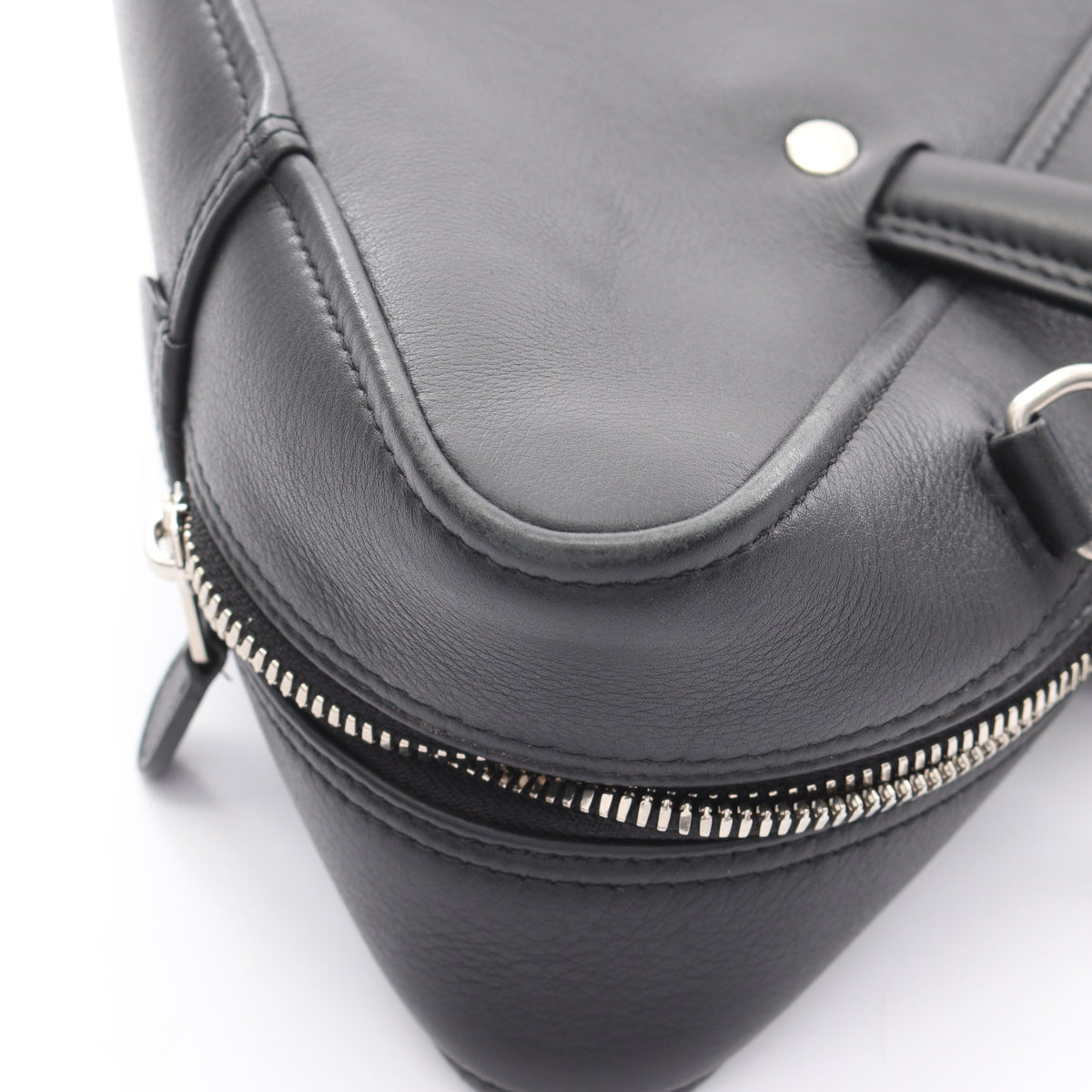 トライアングルダッフルショルダー ハンドバッグ レザー ブラック 2WAY 