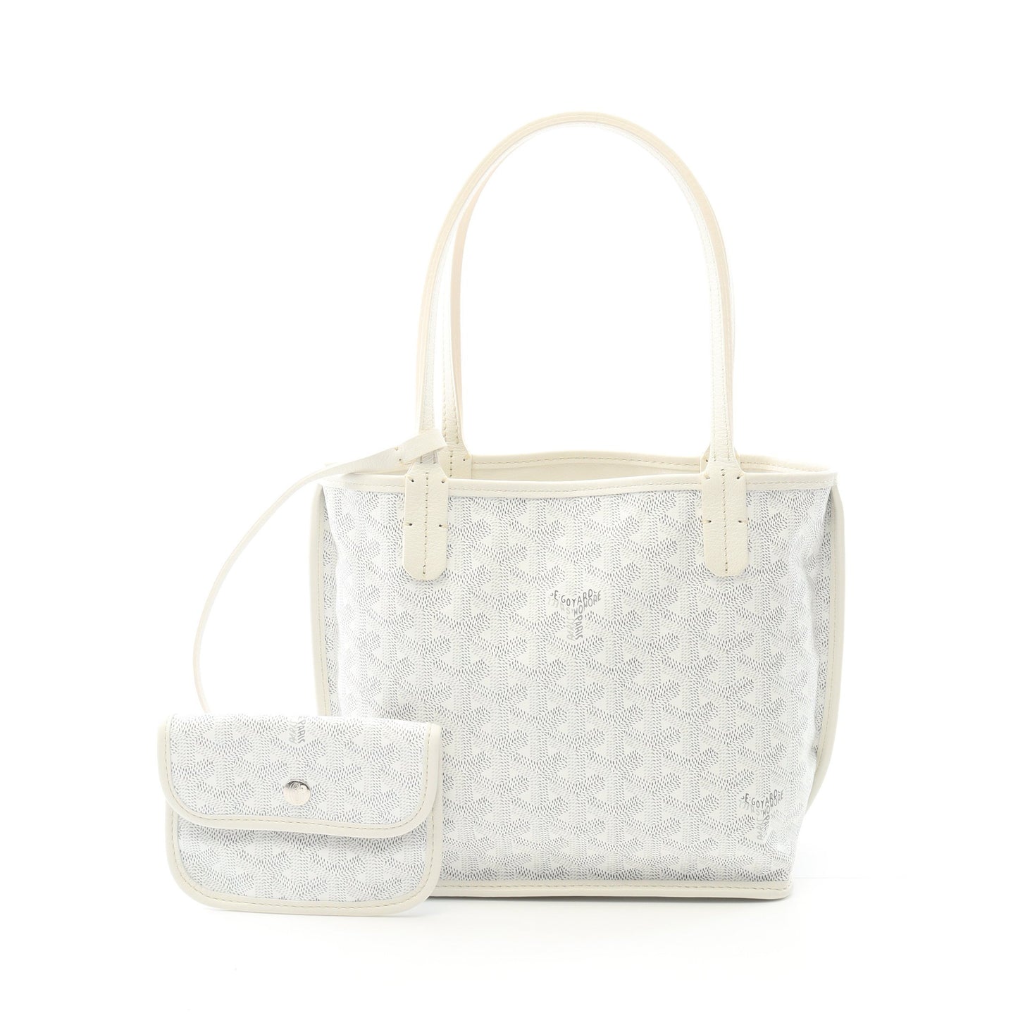 アンジュ ミニポーチ ハンドバッグ トートバッグ コーティングキャンバス レザー ホワイト ゴヤール バッグ GOYARD