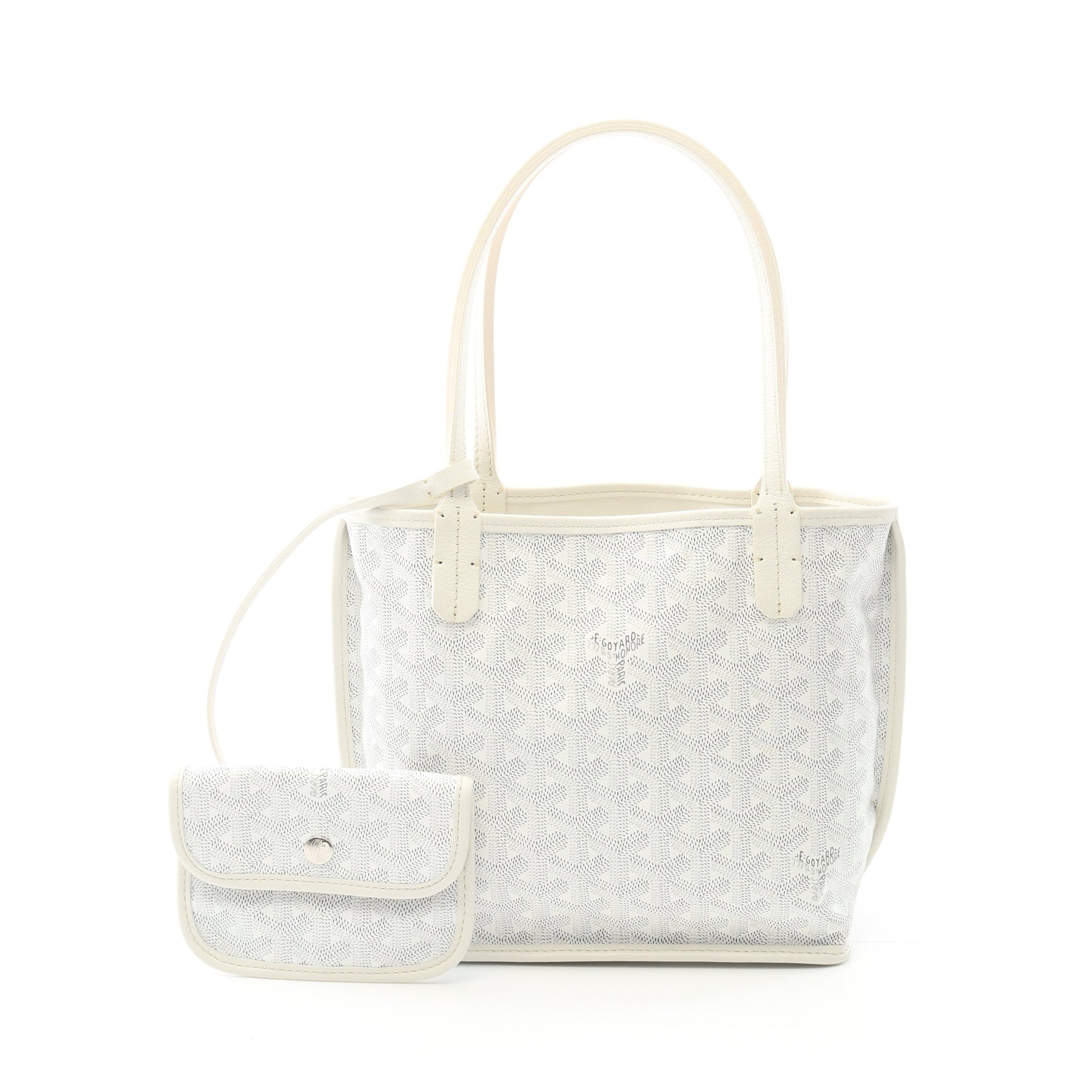 アンジュ ミニポーチ ハンドバッグ トートバッグ コーティングキャンバス レザー ホワイト ゴヤール バッグ GOYARD
