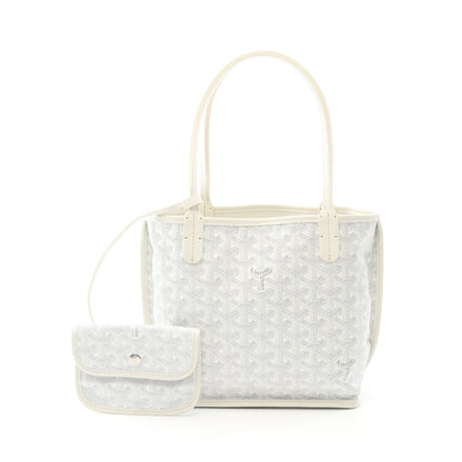 アンジュ ミニポーチ ハンドバッグ トートバッグ コーティングキャンバス レザー ホワイト ゴヤール バッグ GOYARD