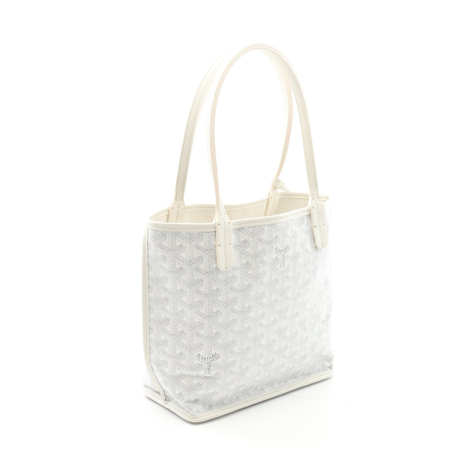 アンジュ ミニポーチ ハンドバッグ トートバッグ コーティングキャンバス レザー ホワイト ゴヤール バッグ GOYARD