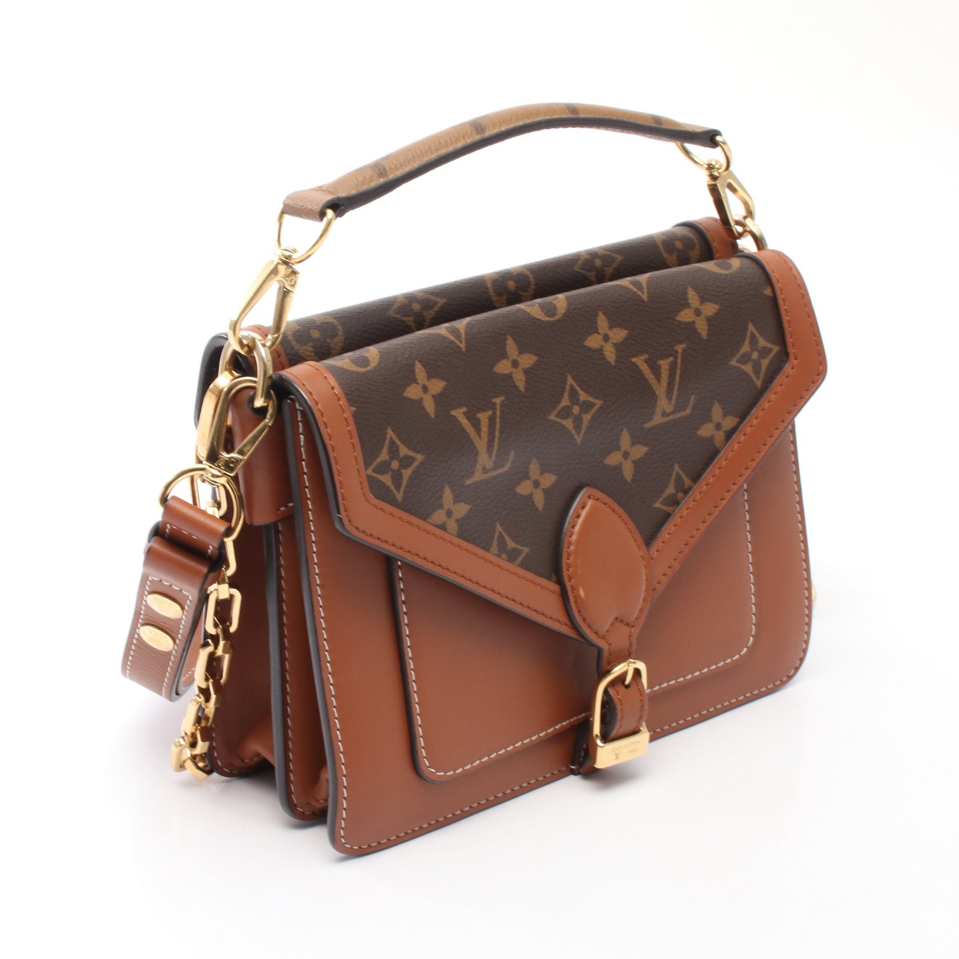 サックビファス モノグラム ハンドバッグ PVC レザー ブラウン ライトブラウン 3WAY ルイヴィトン バッグ LOUIS VUITTON