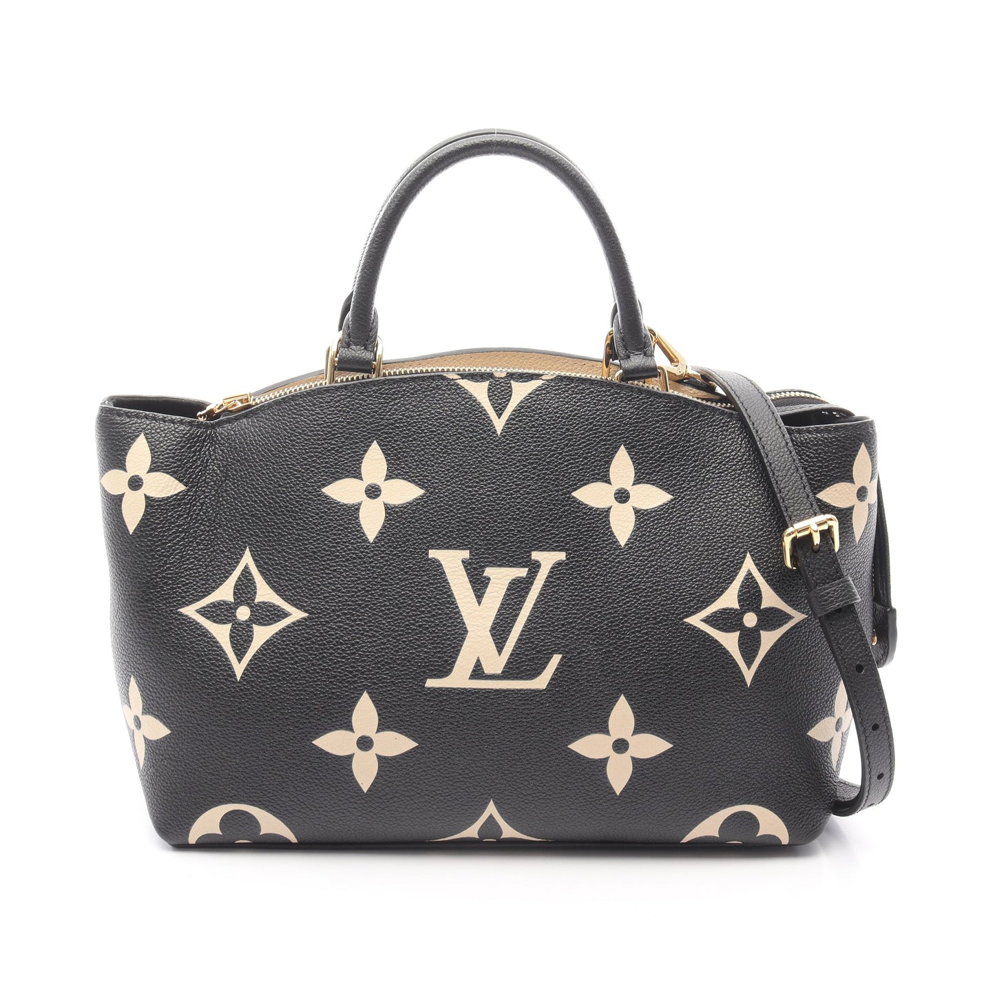プティ パレPM バイカラーモノグラムアンプラント ハンドバッグ レザー ブラック ベージュ 2WAY ルイヴィトン バッグ LOUIS VUITTON