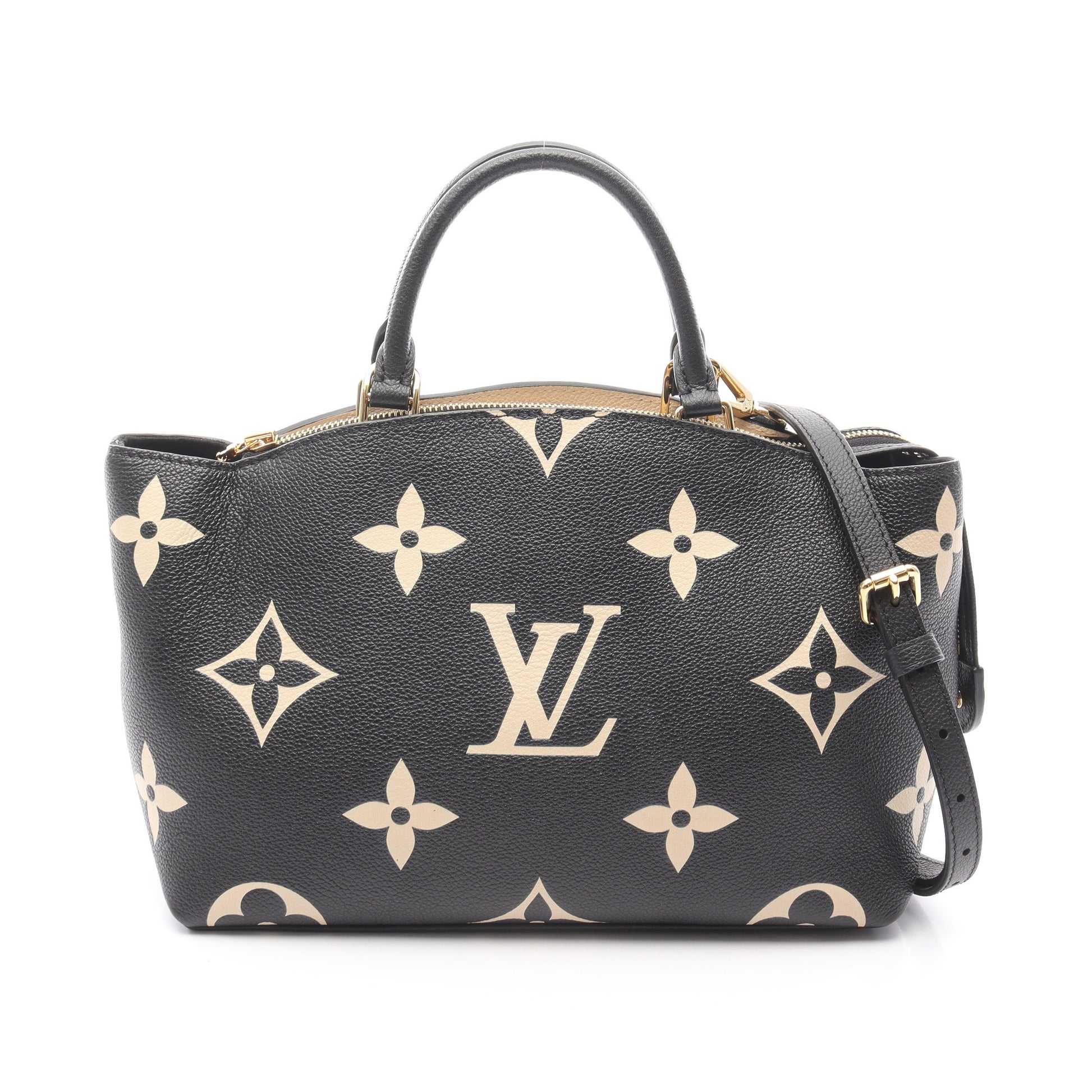 プティ パレPM バイカラーモノグラムアンプラント ハンドバッグ レザー ブラック ベージュ 2WAY ルイヴィトン バッグ LOUIS VUITTON