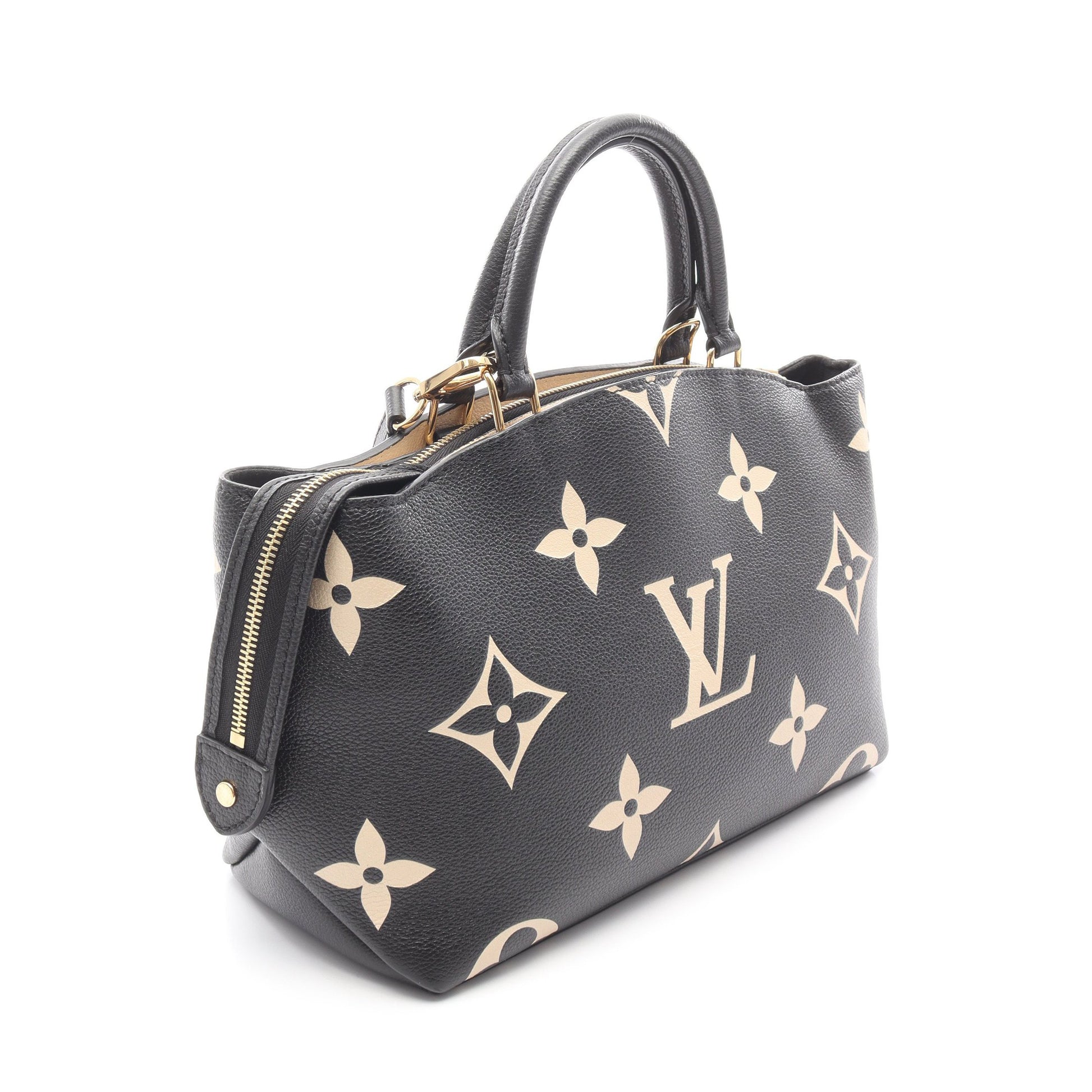 プティ パレPM バイカラーモノグラムアンプラント ハンドバッグ レザー ブラック ベージュ 2WAY ルイヴィトン バッグ LOUIS VUITTON