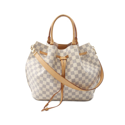 ジロラッタ ダミエアズール ローズバレリーヌ ハンドバッグ トートバッグ PVC レザー ホワイト 2WAY ルイヴィトン バッグ LOUIS VUITTON