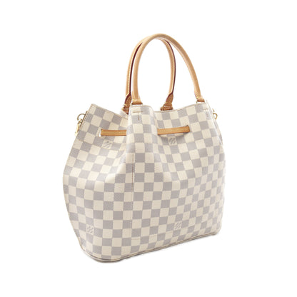 ジロラッタ ダミエアズール ローズバレリーヌ ハンドバッグ トートバッグ PVC レザー ホワイト 2WAY ルイヴィトン バッグ LOUIS VUITTON