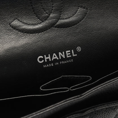 マトラッセ Wフラップ Wチェーンショルダーバッグ キャビアスキン ブラック シルバー金具 シャネル バッグ CHANEL