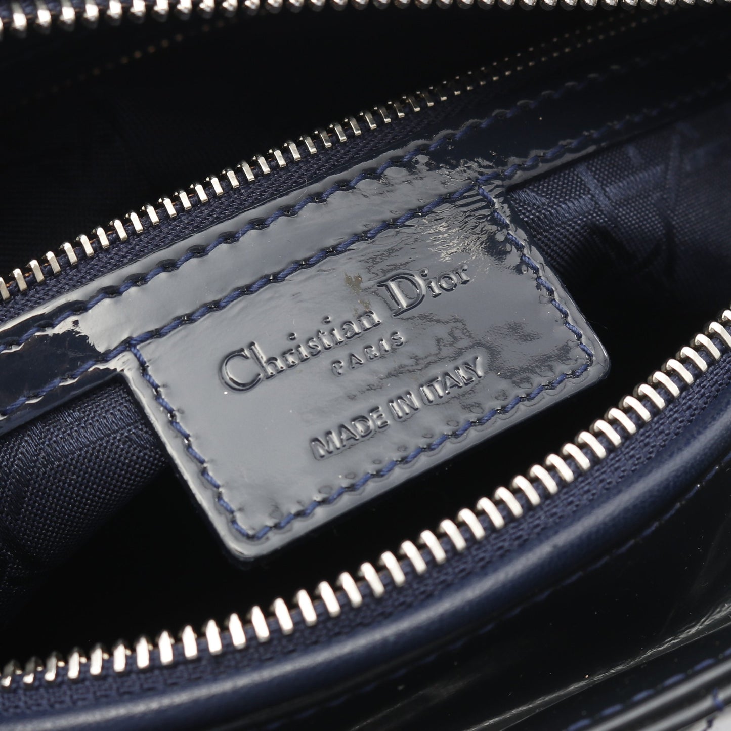 レディディオール ラージ カナージュ ハンドバッグ エナメルレザー ダークネイビー 2WAY クリスチャンディオール バッグ Christian Dior
