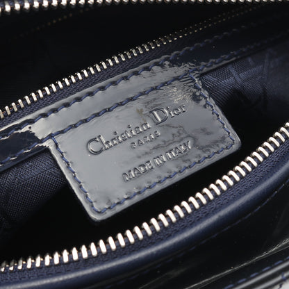 レディディオール ラージ カナージュ ハンドバッグ エナメルレザー ダークネイビー 2WAY クリスチャンディオール バッグ Christian Dior