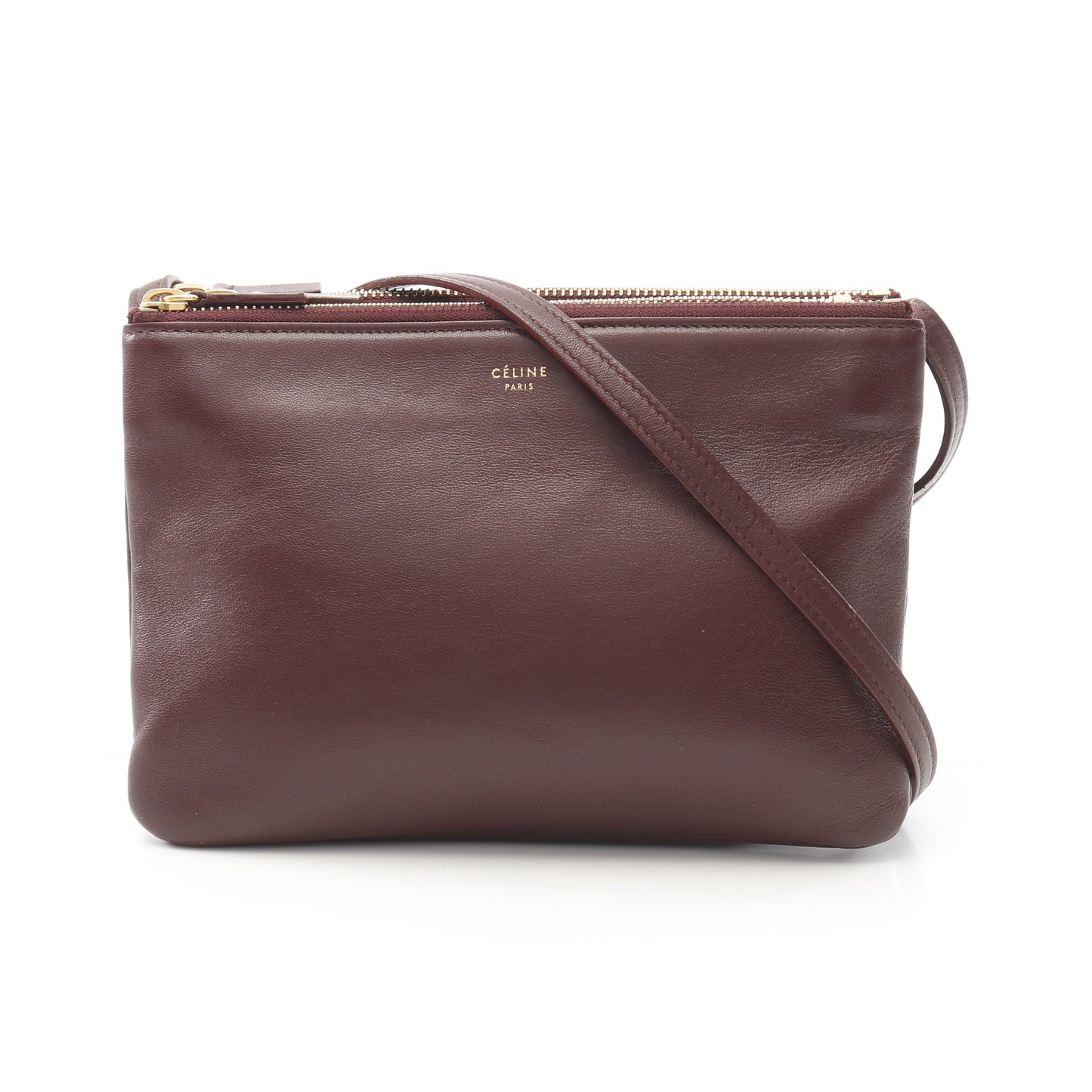 TRIO SMALL トリオ スモール ショルダーバッグ レザー ボルドー セリーヌ バッグ CELINE