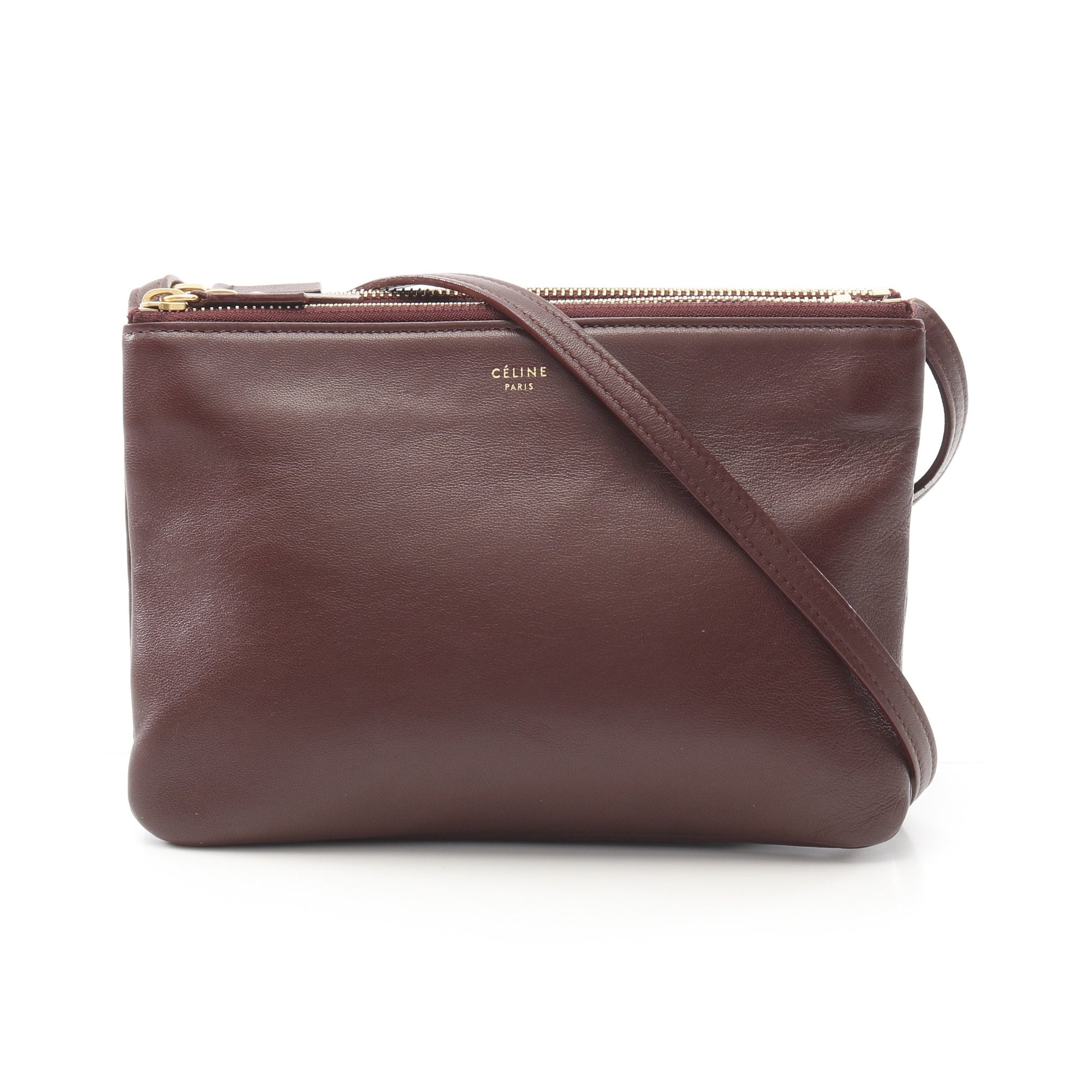 TRIO SMALL トリオ スモール ショルダーバッグ レザー ボルドー セリーヌ バッグ CELINE