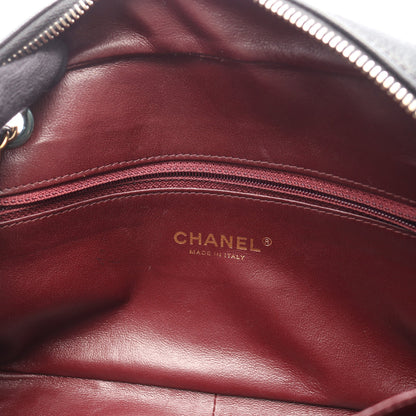 ココマーク Wチェーンショルダーバッグ レザー ブラック ゴールド金具 シャネル バッグ CHANEL