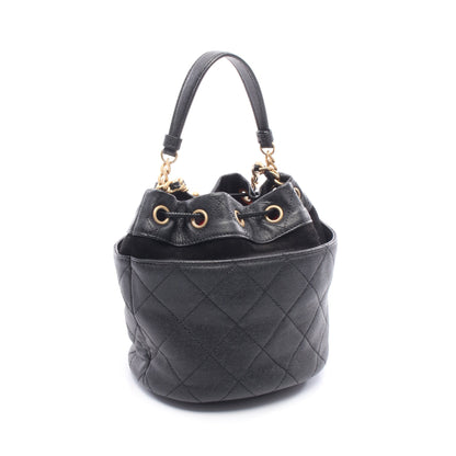 マトラッセ ミニバケット チェーンショルダーバッグ キャビアスキン ブラック ゴールド金具 2WAY シャネル バッグ CHANEL