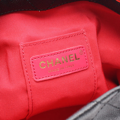 マトラッセ ミニバケット チェーンショルダーバッグ キャビアスキン ブラック ゴールド金具 2WAY シャネル バッグ CHANEL