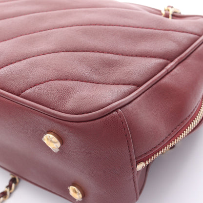 ココマーク Wチェーンショルダーバッグ レザー ボルドー ゴールド金具 シャネル バッグ CHANEL