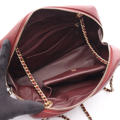 ココマーク Wチェーンショルダーバッグ レザー ボルドー ゴールド金具 シャネル バッグ CHANEL