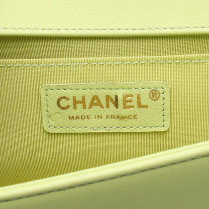 ボーイシャネル シェブロン Vステッチ チェーンショルダーバッグ レザー イエロー ゴールド金具 シャネル バッグ CHANEL