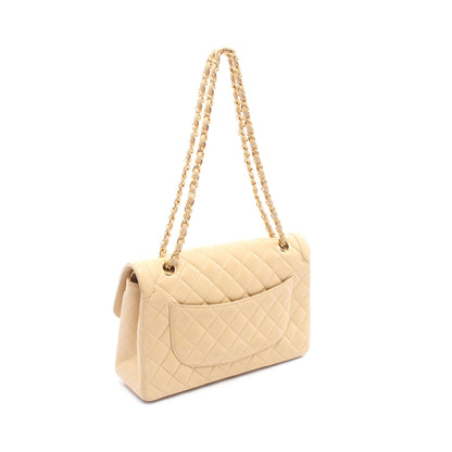 マトラッセ パリ限定 Wフラップ Wチェーンショルダーバッグ ラムスキン ベージュ コンビ金具 シャネル バッグ CHANEL