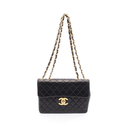 デカマトラッセ 30 シングルフラップ Wチェーンショルダーバッグ ラムスキン ブラック ゴールド金具 シャネル バッグ CHANEL