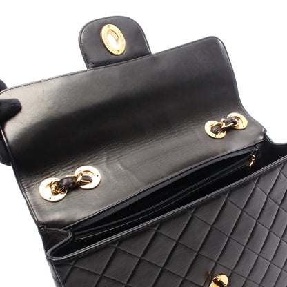 デカマトラッセ 30 シングルフラップ Wチェーンショルダーバッグ ラムスキン ブラック ゴールド金具 シャネル バッグ CHANEL