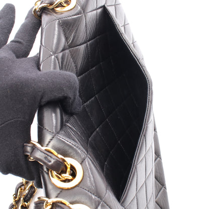 デカマトラッセ 30 シングルフラップ Wチェーンショルダーバッグ ラムスキン ブラック ゴールド金具 シャネル バッグ CHANEL