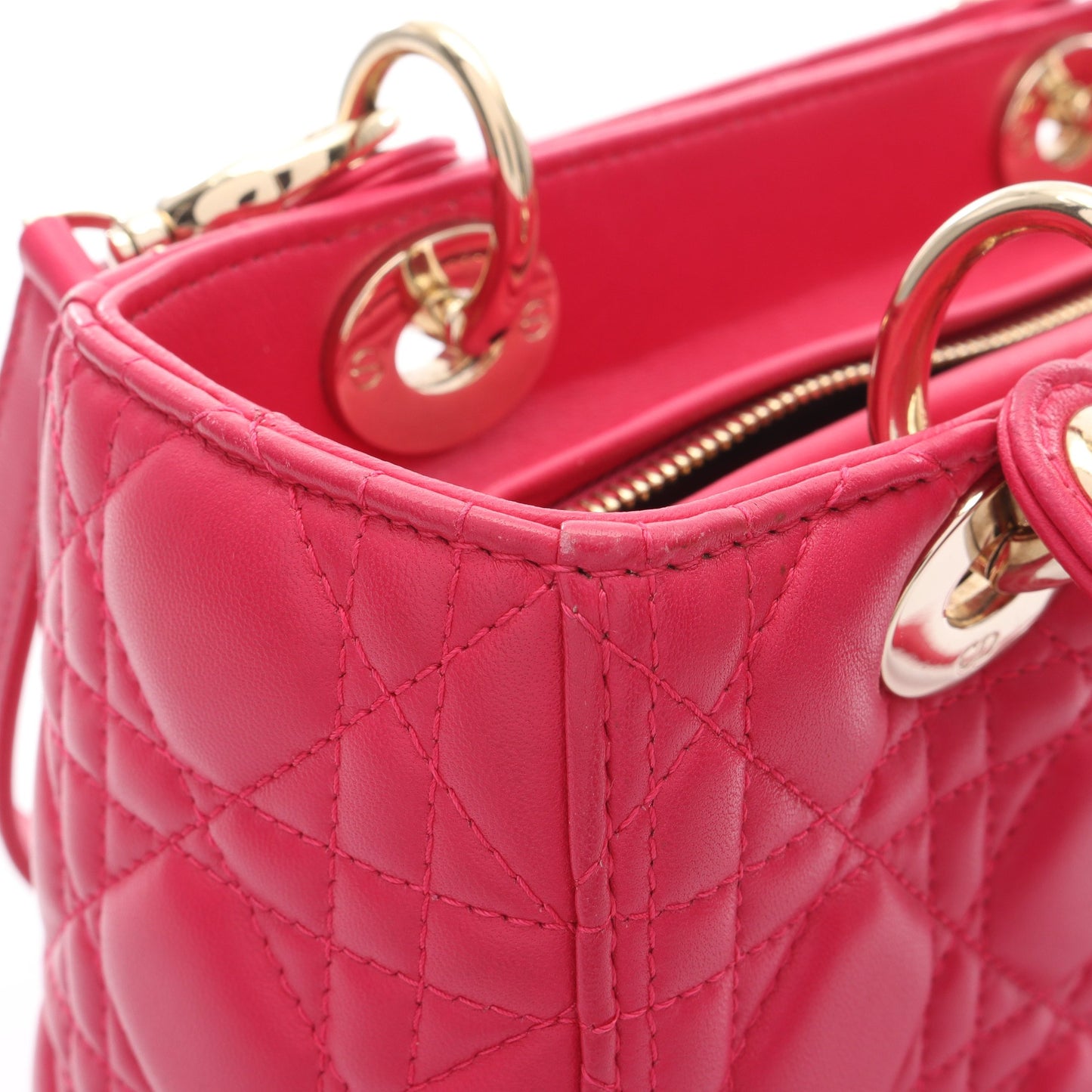 LADY DIOR レディディオール ハンドバッグ レザー ピンクパープル 2WAY クリスチャンディオール バッグ Christian Dior