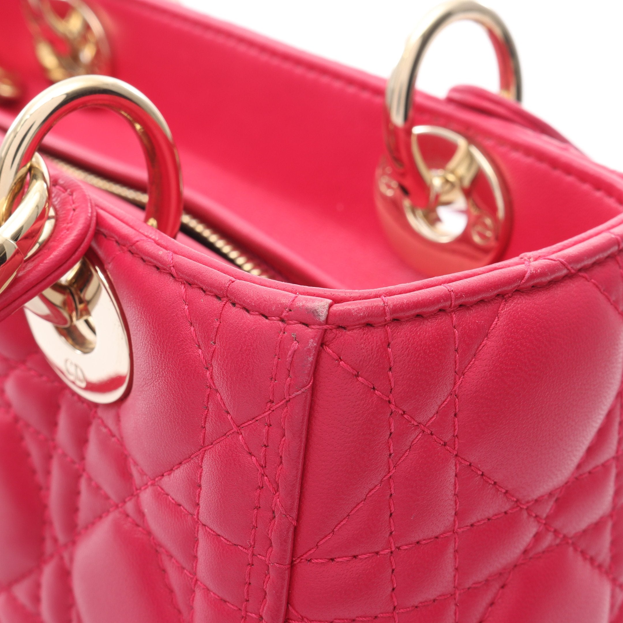 LADY DIOR レディディオール ハンドバッグ レザー ピンクパープル 2WAY