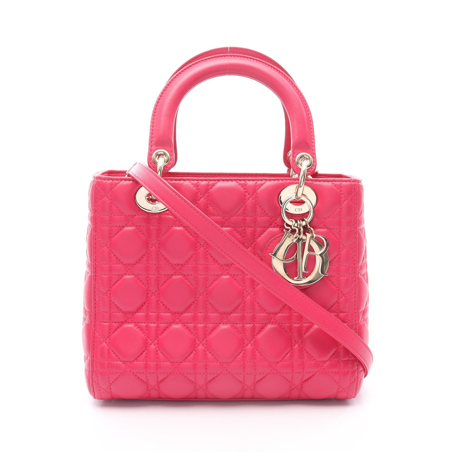 LADY DIOR レディディオール ハンドバッグ レザー ピンクパープル 2WAY クリスチャンディオール バッグ Christian Dior
