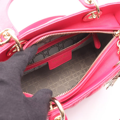 LADY DIOR レディディオール ハンドバッグ レザー ピンクパープル 2WAY クリスチャンディオール バッグ Christian Dior