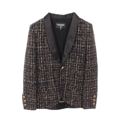 ココマーク グリポアボタン ツイード テーラードジャケット ウール モヘヤ ブラック マルチカラー シャネル アウター CHANEL