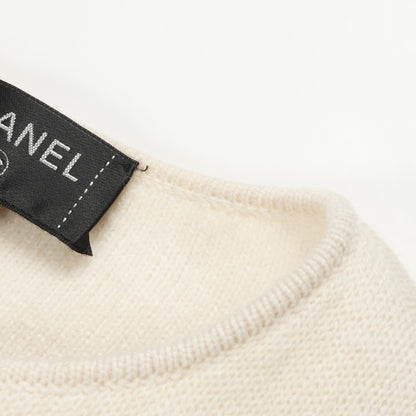 ココマーク ラインストーンボタン ニットジャケット ノーカラージャケット カシミヤ シルク アイボリー シャネル アウター CHANEL