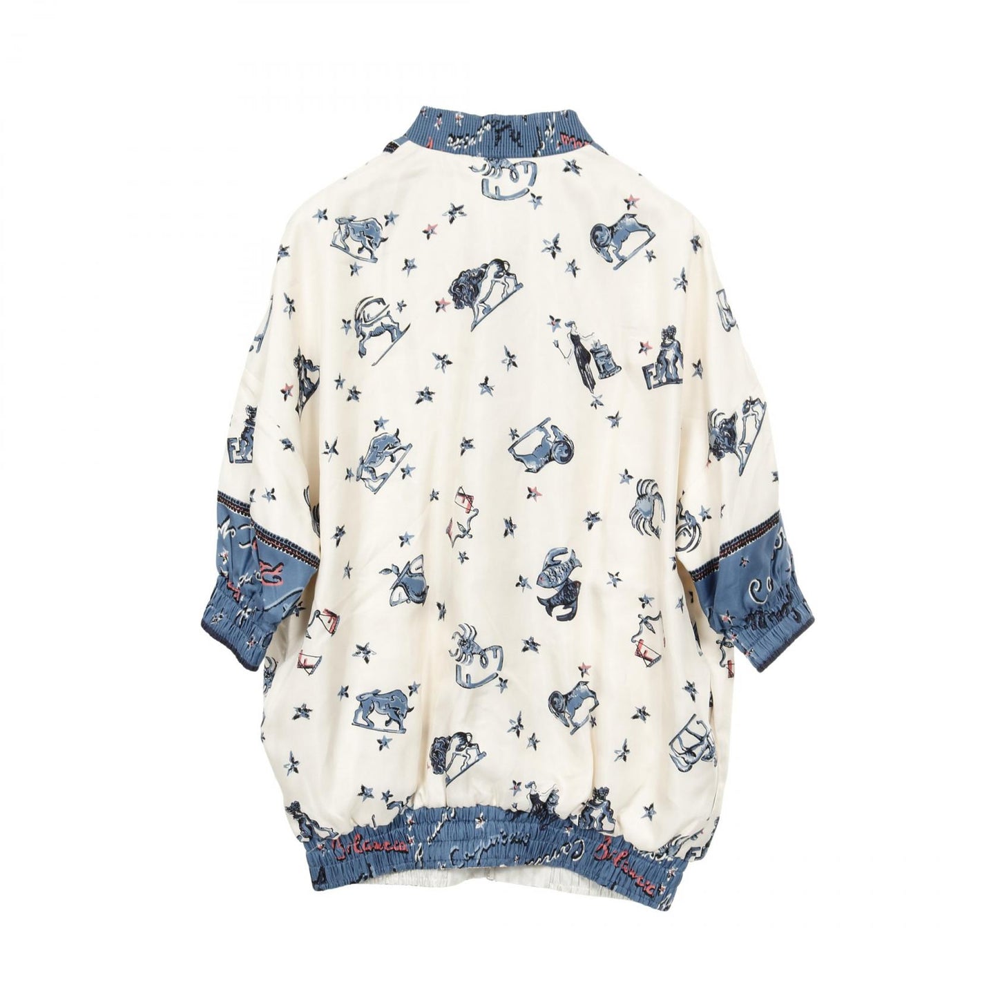ASTROLOGY MOTIF リバーシブルブルゾン ボンバージャケット シルク オフホワイト ブルー マルチカラー フェンディ アウター FENDI