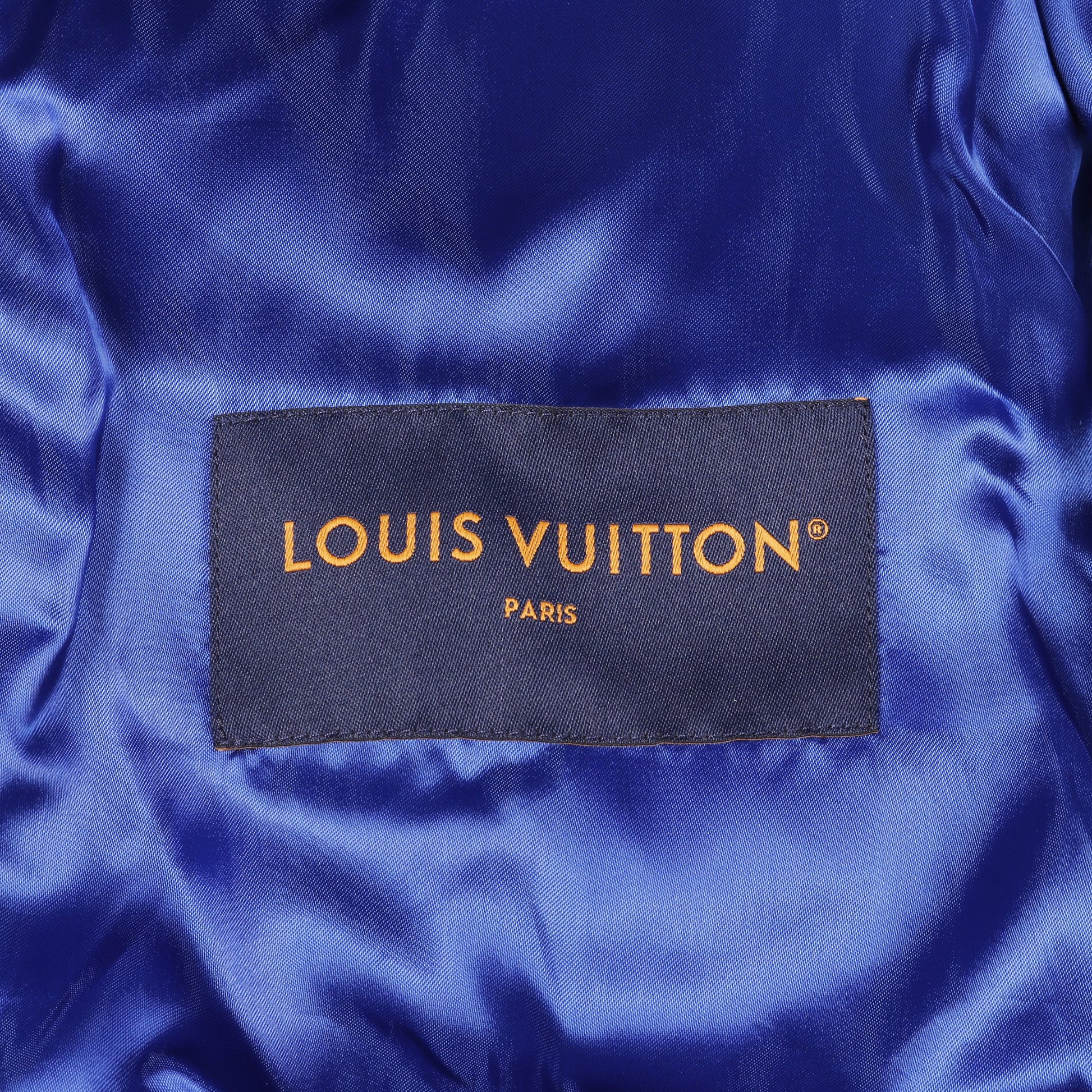 バーシティ ブルゾン ウール レザー ブルー グレー 23AW ルイヴィトン アウター LOUIS VUITTON