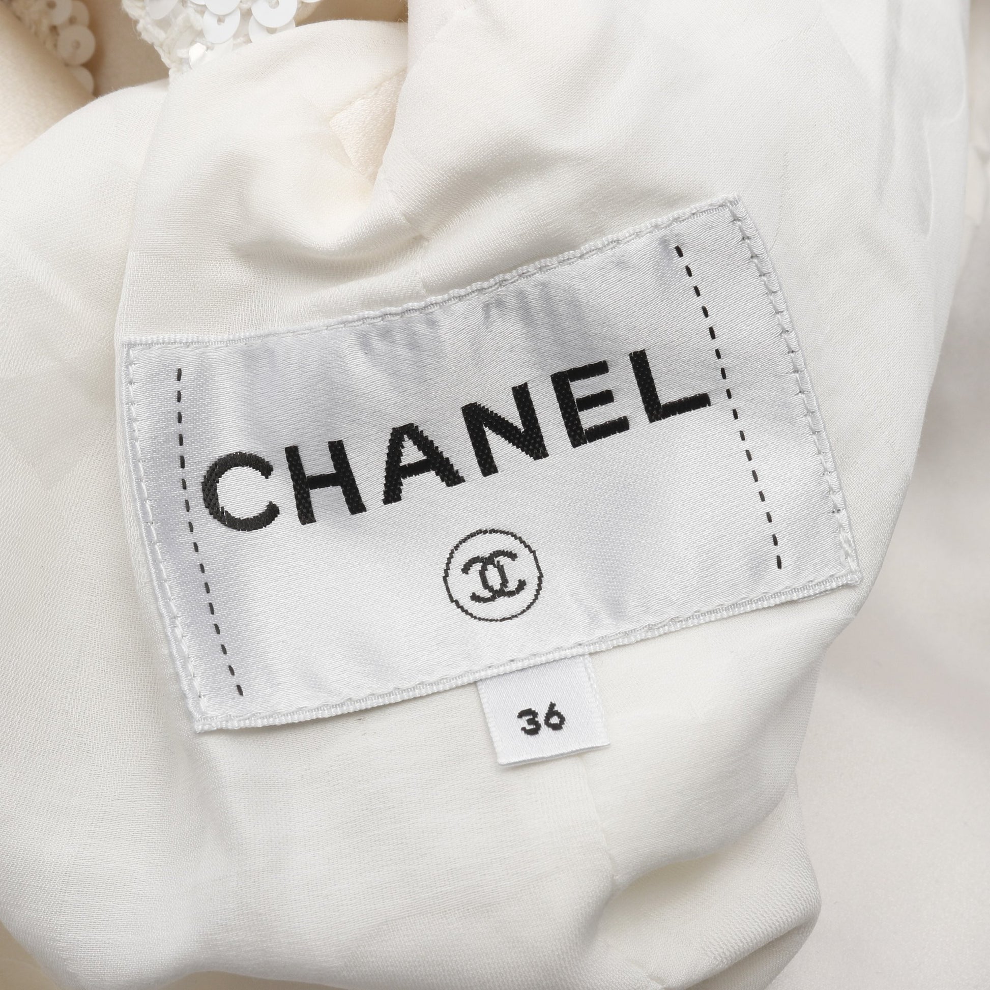 ココマークボタン スパンコール ジャケット コットン ナイロン ホワイト シャネル アウター CHANEL